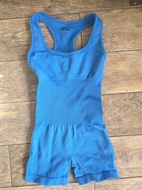 Bo+Tee Blue Racerback One-Piece Romper Athletic Romper Sz Small